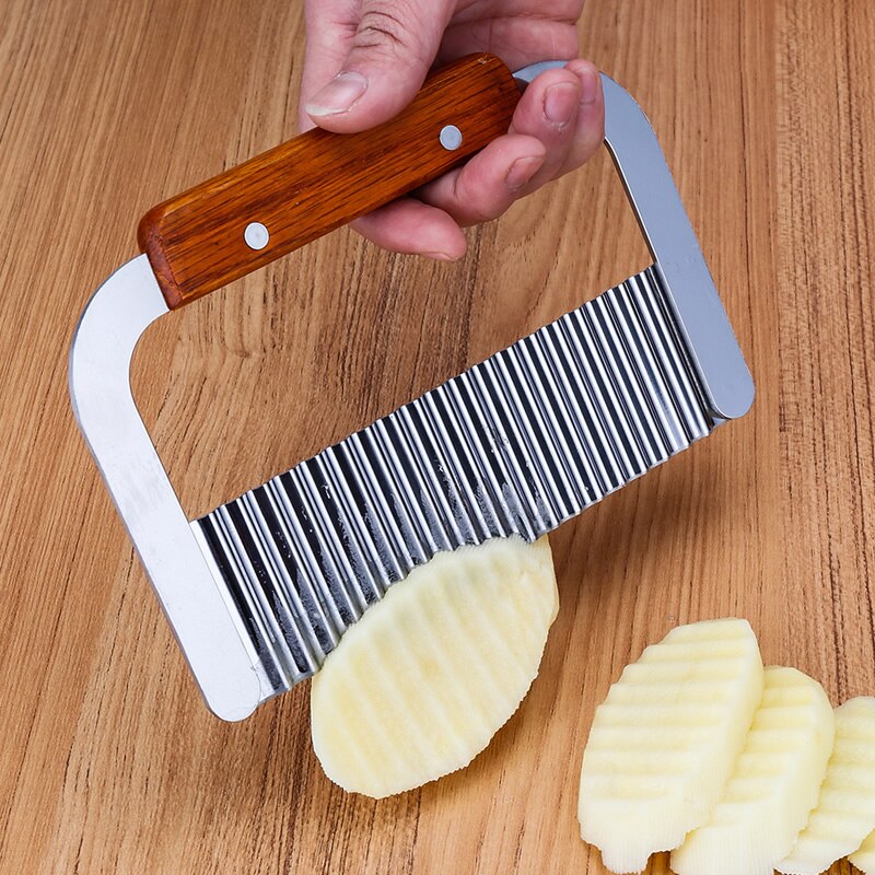 Wellenförmige kräuseln Edelstahl Schneiden Werkzeug Serrator Salat Hacken Messer und Gemüse Französisch Braten Schneider Stahl Klinge