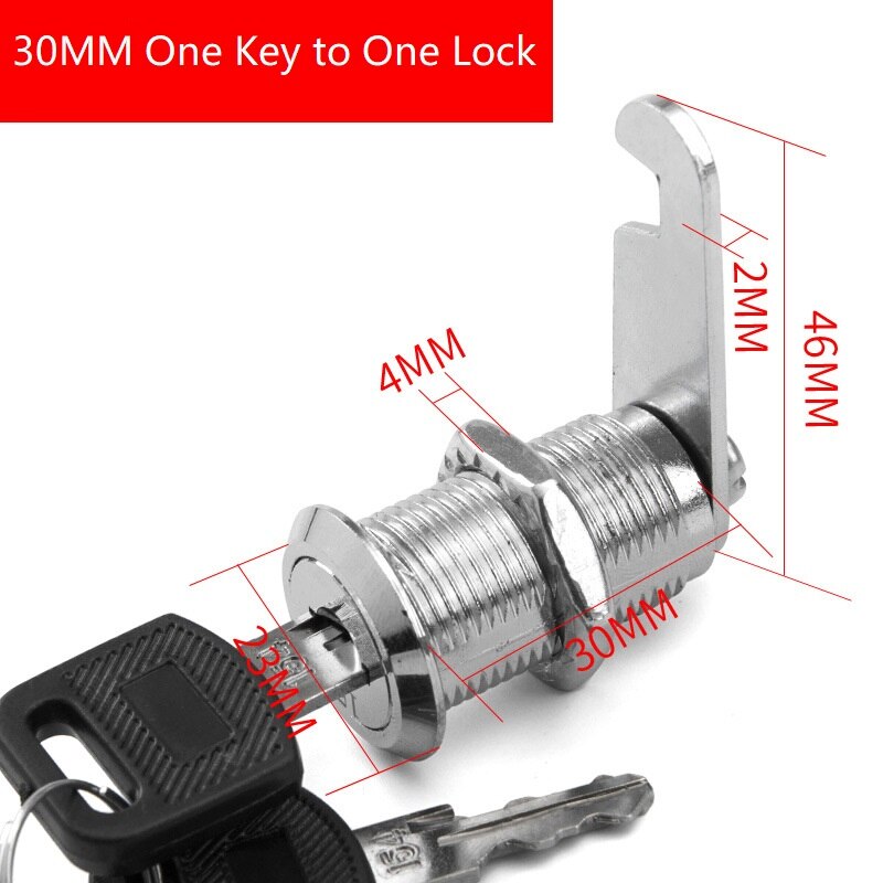 Cam Lock File Cabinet/Cargo Cabinet/Drawer Cabinet Lock with 2 Keys Lock Furniture Hardware Door Cabinet Lock Desk Letter Box: 30mm Single Open