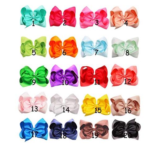 30pcs/Multi-colored 8" Hand-made Grosgrain Ribbon Hair Bow Alligator Clips Hair Accessories for Little Girls