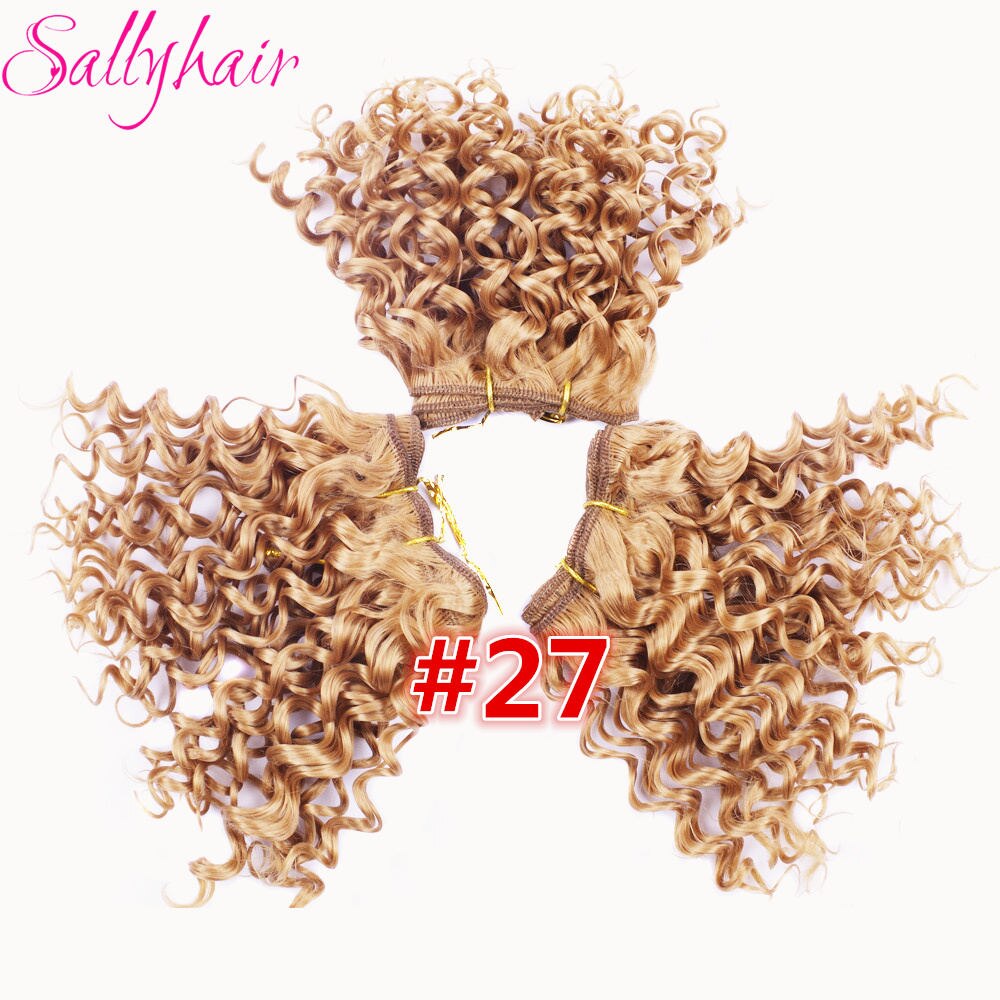 Sallyhair-extensiones de pelo rizado Afro, tejido de pelo rizado de ganchillo, Color negro, trama sintética de alta temperatura, 3 unidades por lote: #27