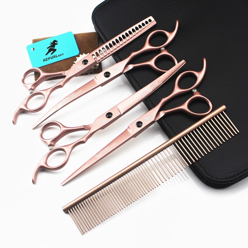 7.0inch pet grooming scissors set straight cut teeth cut fish bone scissors prt grooming