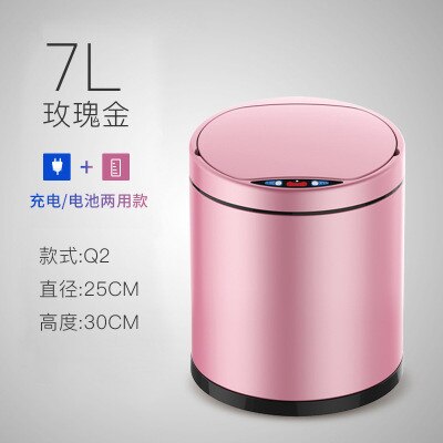 Intelligente Papierkorb Heimat Wohnzimmer Schlafzimmer Küche Schlecht Automatische Induktion Mülleimer Edelstahl Mülleimer: Rose Gold