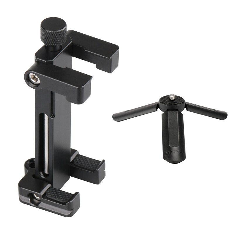 Ulanzi st -03 metal stativ adapter til iphone  x 8 plus samsung, støtte til kold sko montering rode mikrofon/led video lys: Bla med mini stativ