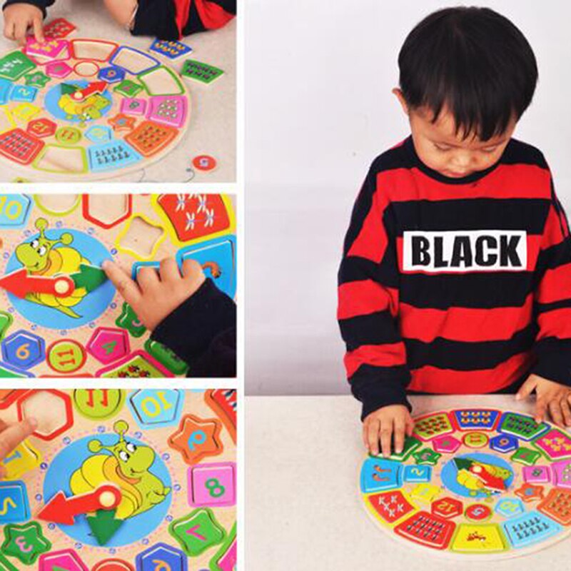 Frühen Bildung Kognitiven Uhren Holz Kinder Demontage Alarm Uhren Multi-funktionale Geometrie Party Jigsaw Puzzle