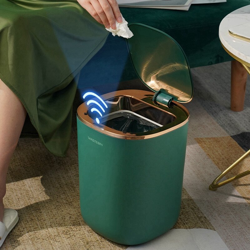 12L Smart Sensor Garbage Bin Kitchen Bathroom Toilet Trash Can Automatic Induction Waterproof Rubbish Bin with Lid