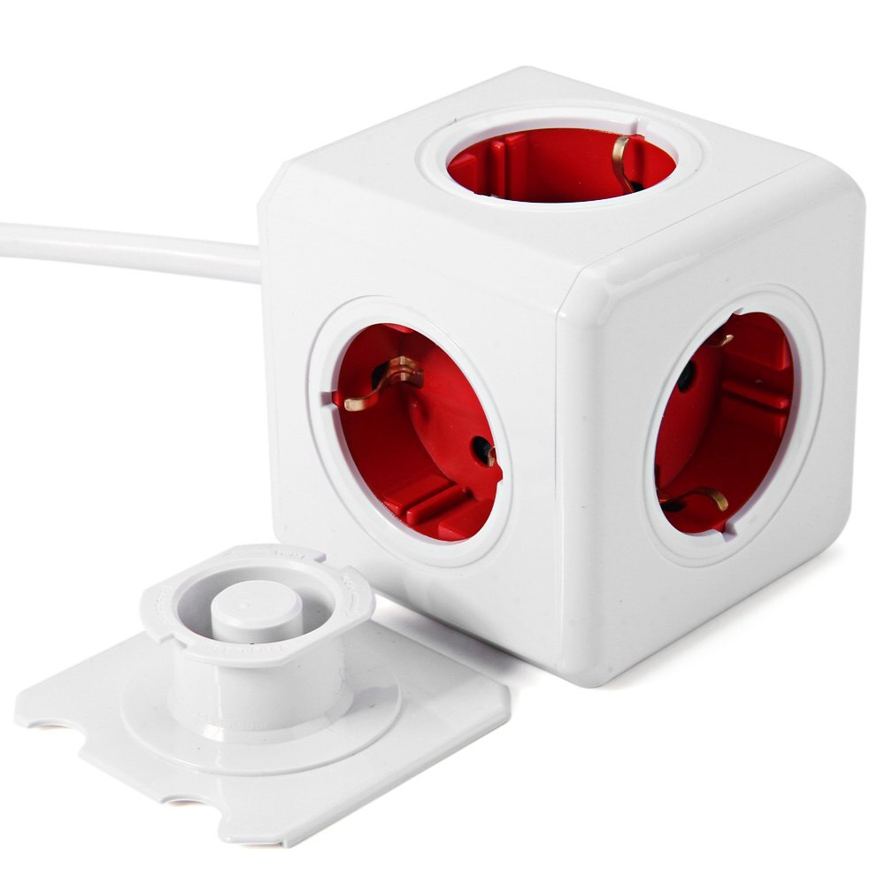 Utökat powercube-uttag eu de plug 5 uttag adapter med 1.5m / 3m kablar förlängningsadapter flerväxlat uttag