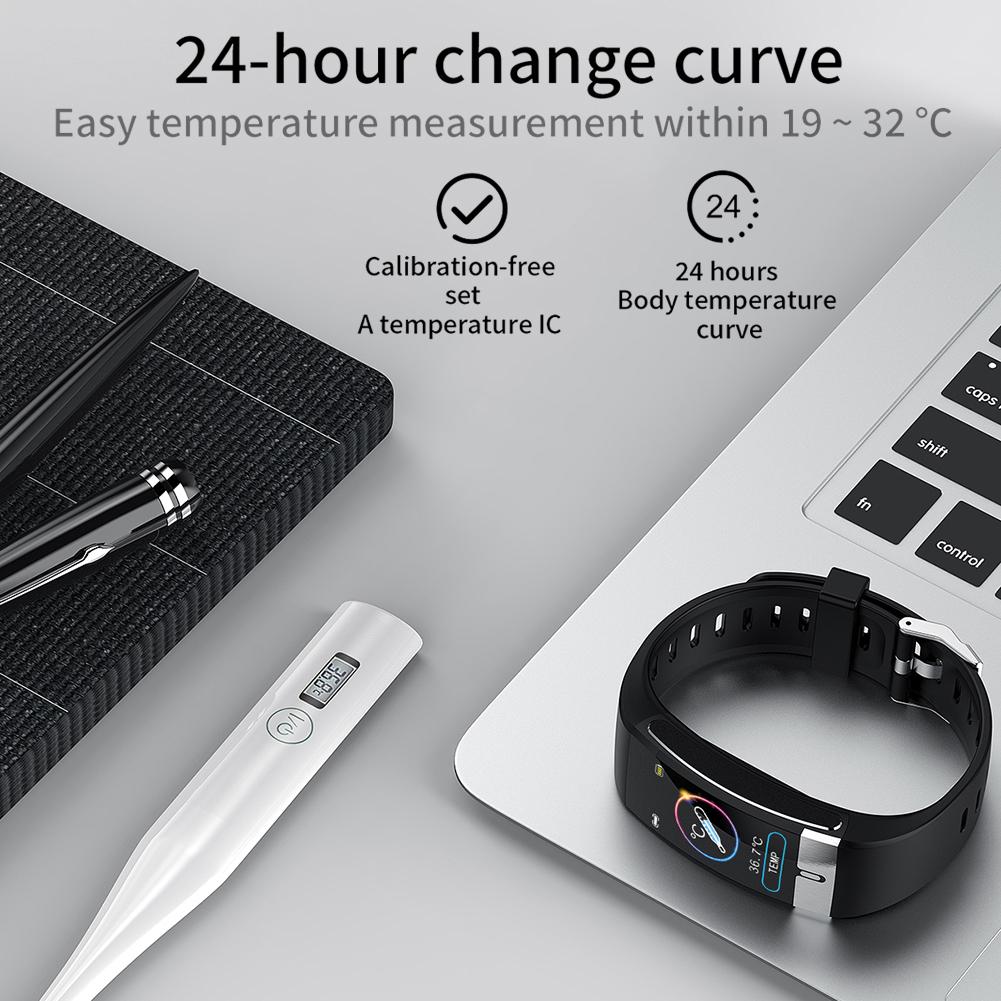 Reloj inteligente E66 con carga USB, podómetro Multideportivo, pulsera con monitoreo de temperatura