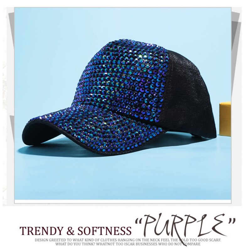 Nuove Donne di Modo Berretto Da Baseball di Strass Perla Di Lusso Paillettes Sport Cap Traspirante Snapback Cappello di Sun del Cappello di Hip Hop