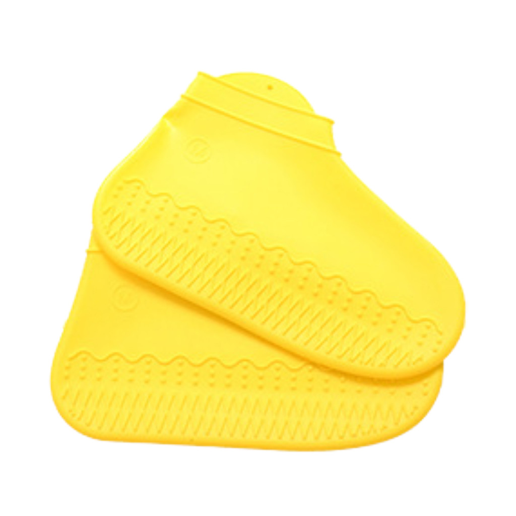 Tykkere silikone regnstøvler gennemsigtig skridsikker regntæt dragt vandtæt skoovertræk hjem støvtætte sko støvler opbevaringspose: Gul m