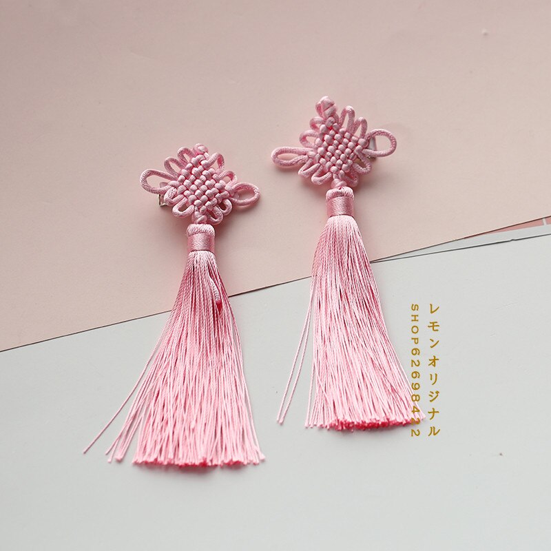Pince à cheveux style chinois Lolita kawaii Cheongsam Hanfu, accessoires pour cheveux cosplay boule de cheveux, pince latérale pour pompon rose 1 paire: Pink