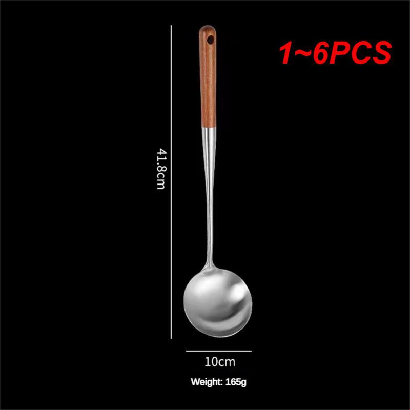 Utensilios de cocina de 1 a 6 piezas, espátula Wok de hierro y cucharón, juego de herramientas, espátula para cocinar de acero inoxidable, accesorios de cocina