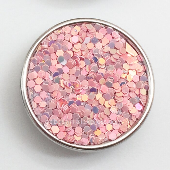 Schitterende glitter zeemeermin veelkleurige koperen armband met 20mm drukknopen, doe-het-zelf armband  mf7767: Roze