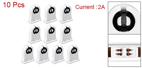 uxcell 2-10pcs 2A T8 Socket G13 Base Fluorescent Lamp Holder Light Accessory Parts White