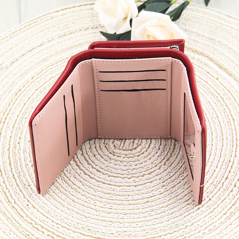 Women's Wallet Cute Cartoon Letter Printed Students Coin Purse Triple Fold Short Style Wallets for Women Girls Handheld Bags