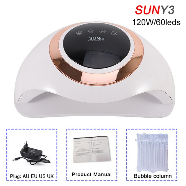 Lámpara UV Led de alta potencia de 120W para secador de uñas, barniz de Gel UV con 60 Led, lámpara para uñas, Gel para manicura y Arte para uñas: 120W-Y3-Gold