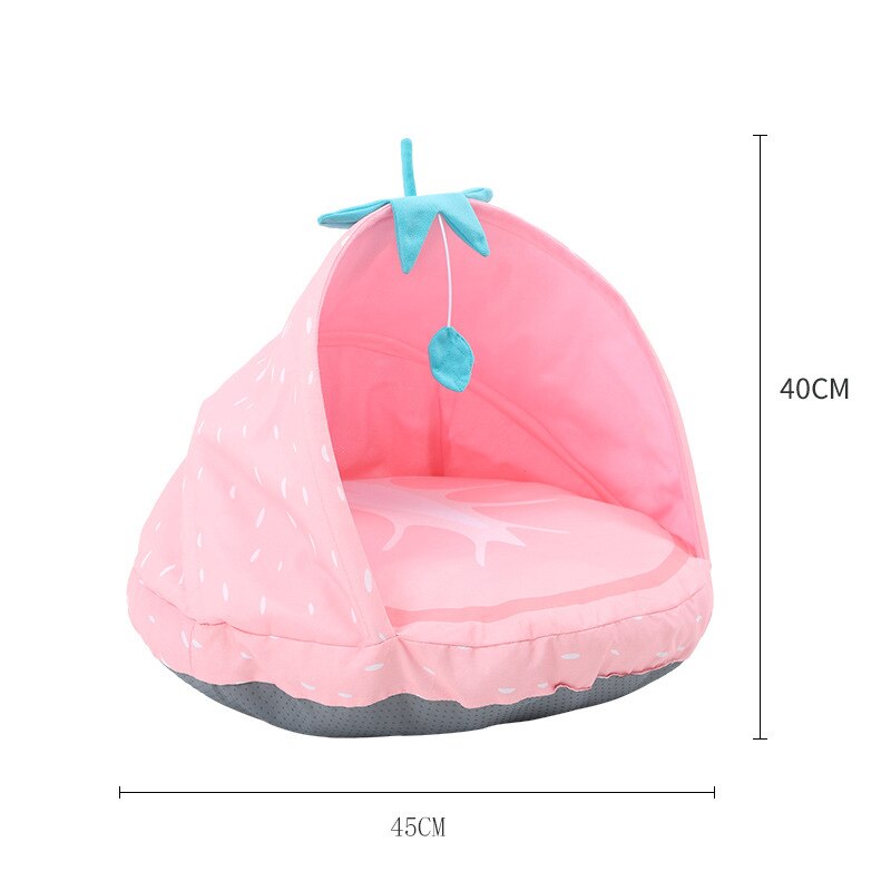 Cama fresca para gatos y perros, cama nido para perrera, cueva de fruta bonita, saco de dormir para casa, tienda plegable para mascotas, camas cómodas para gatitos de verano: Strawberry