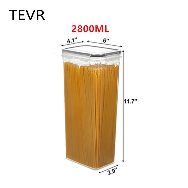 Kitchen Storage Food Storage Containers Jars for Bulk Cereals Plastic Transparent Sealed Cans for Flour Sugar Oatmeal Spices: 2800ml