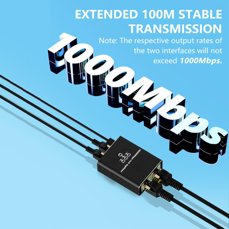 Extender Plug Estensione Splitter di rete Hub 1000Mbps Adattatore RJ45 da 1 a 2 Convertitore Gigabit Internet Ethernet 8P8C Set-Top