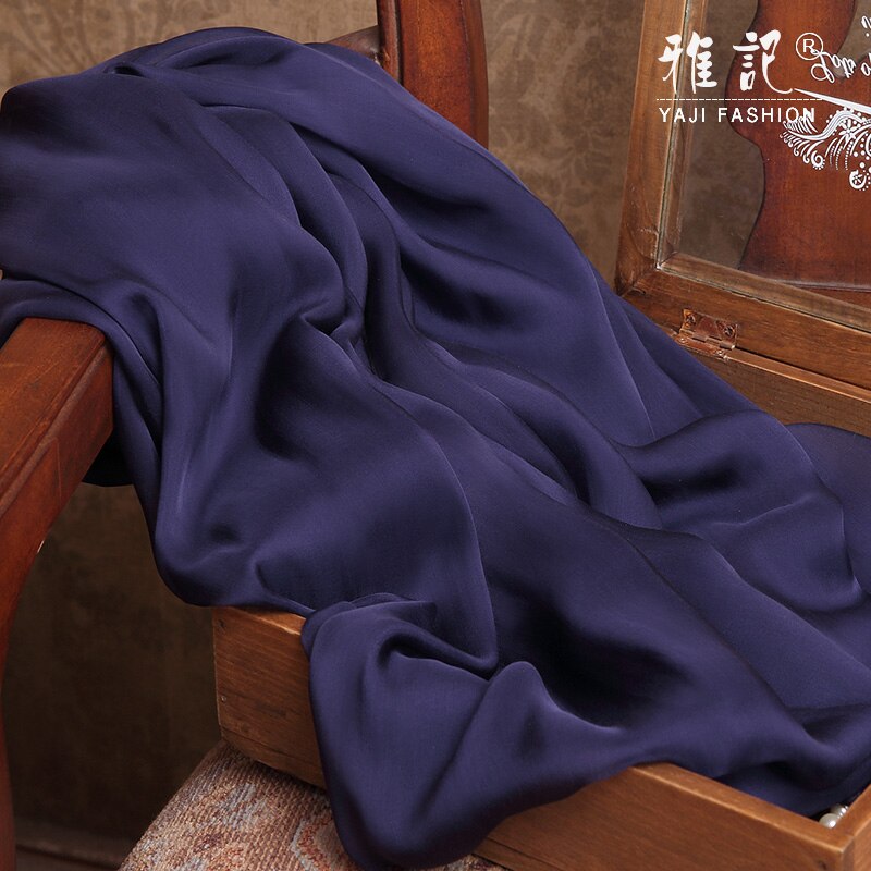 Mørkeblå silketørklæde kvinder naturligt silketørklæde bløde lange dame sjalomslag til damer solid foulard femme