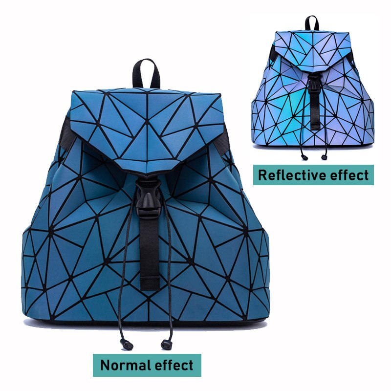 Mochilas de lujo para mujer, bandoleras de , luminosas, geométricas, escolares, holográficas: Luminous Blue C