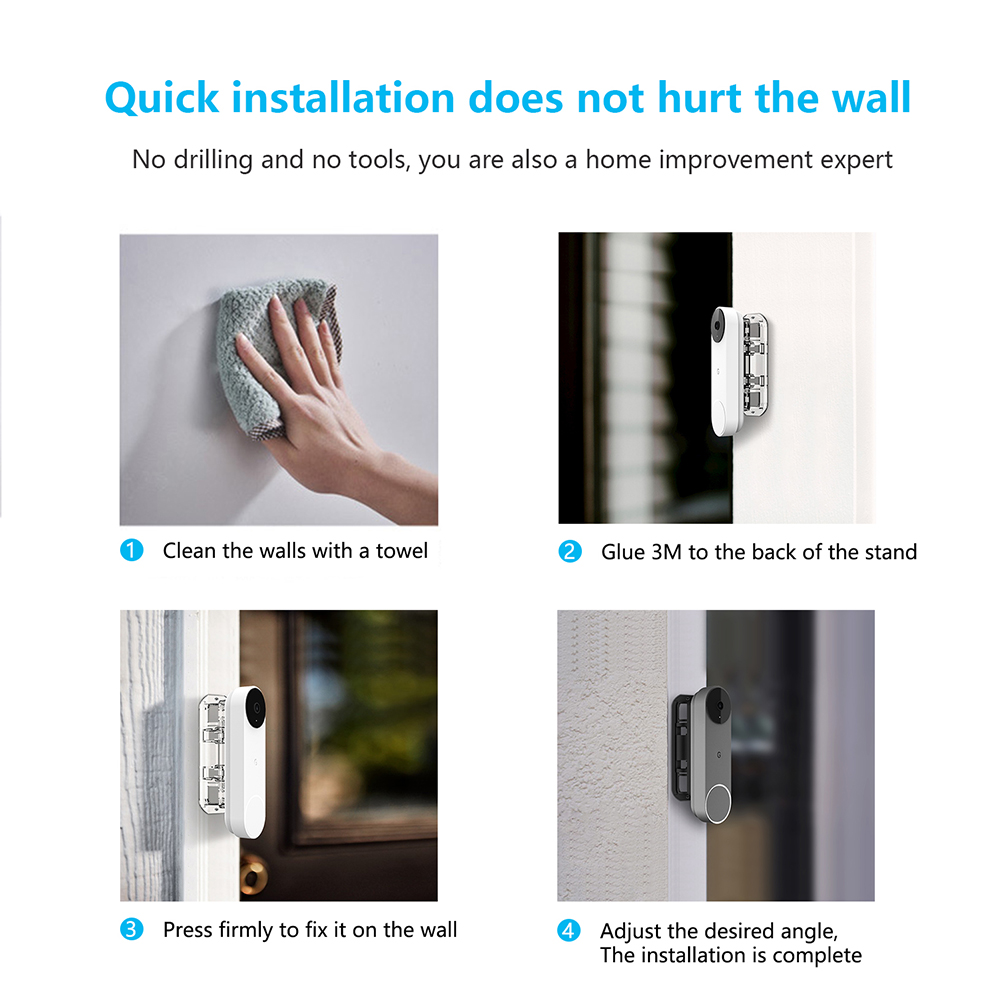 1Pc Muurbeugel Voor Google Nest Deurbel Muur Houder Stand Horizontale Verstelbare Links Rechts 45 Graden Draaibare Beugel