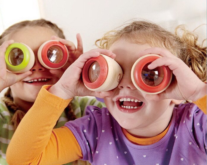 Export to Germany Wooden Magical Kaleidoscope Bee Eye Effect Polygon Mirror to Observe the Traditional Nostalgic Toys