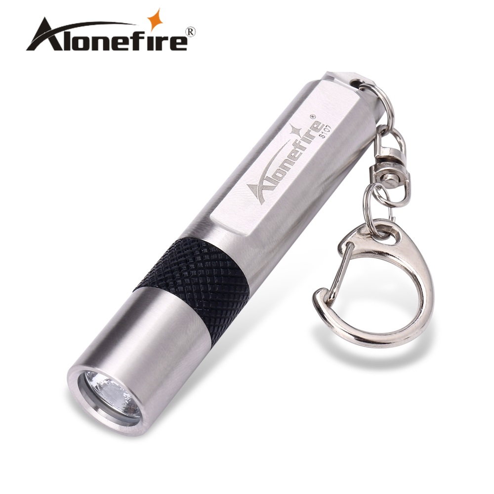 ALONDFIRE S107 CREE XPE Q5 LED rvs waterdichte Mini zaklamp Sleutelhanger licht voor AAA of 10440 Oplaadbare batterijen