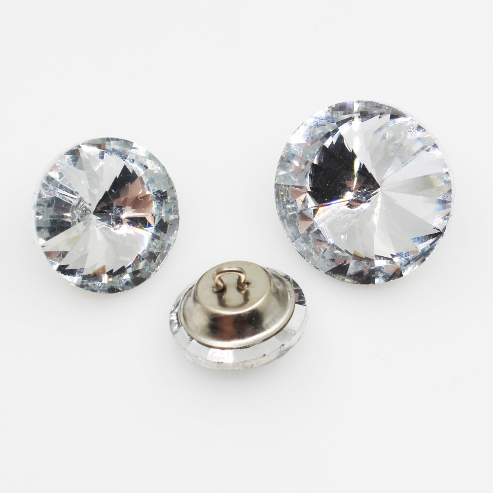 Botones de cristal transparente con diamantes de imitación para decoración de niños, suministros de bordado, manualidades de costura, decoración de boda, 10 Uds.