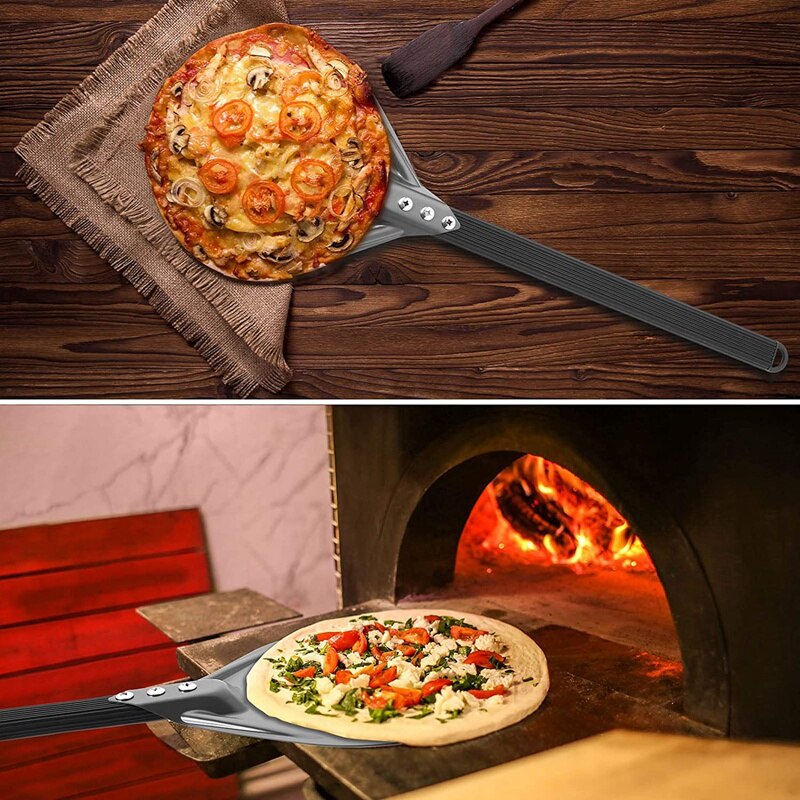 Luda Draaien Pizza Schil Met 8 Inch Aluminium Ronde Pizza Paddle, 23.6 Inch Totale, Outdoor Pizza Oven Accessoires
