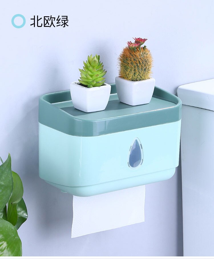 Toilet Plastic Tissue Box Household Punch-free Roll Paper Box Bathroom Wall-mounted Toilet Paper Storage Rack Kitchen Items: 2