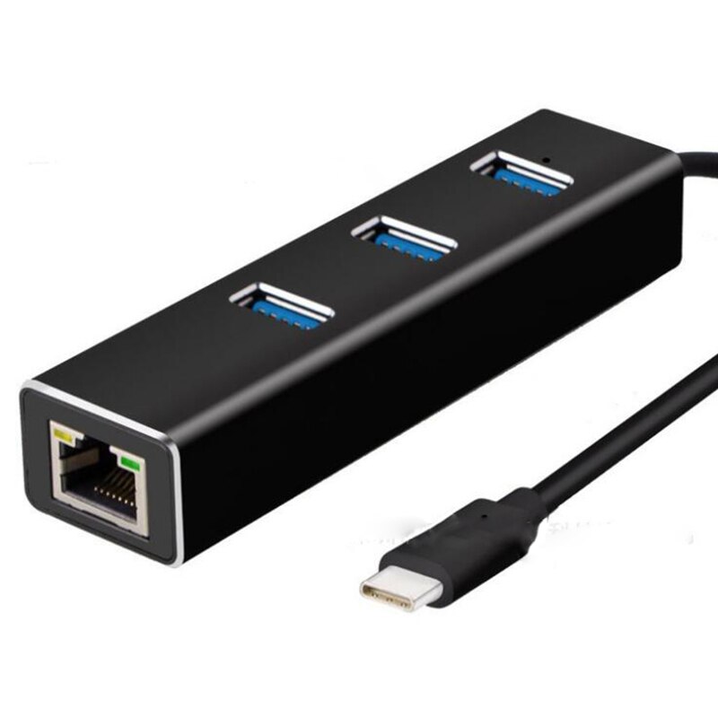 Usb 3.0 hub gigabit netværkskort med 3 porte hub hub usb til  rj45 kablet netværkskort, usb 3.0 hub med usb c adapter