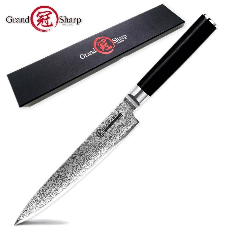 4 Pcs Chef Knife Set VG10 Japanese Damascus Steel Nakiri Kiritsuke Utility Kitchen Knives Cooking Tools Stainless Steel Scabbard: Utility knife