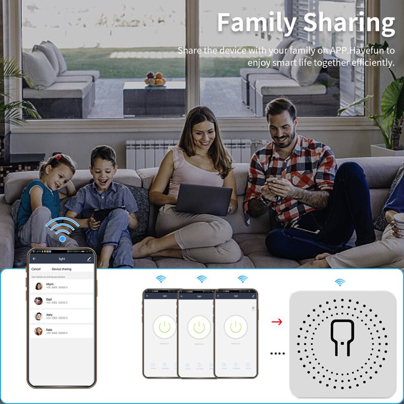 Tuya Mini 16A Switch 2-way Control Switches WiFi Dual-mode Smart Breaker Works With Alexa Google Home Support Smart Life APP