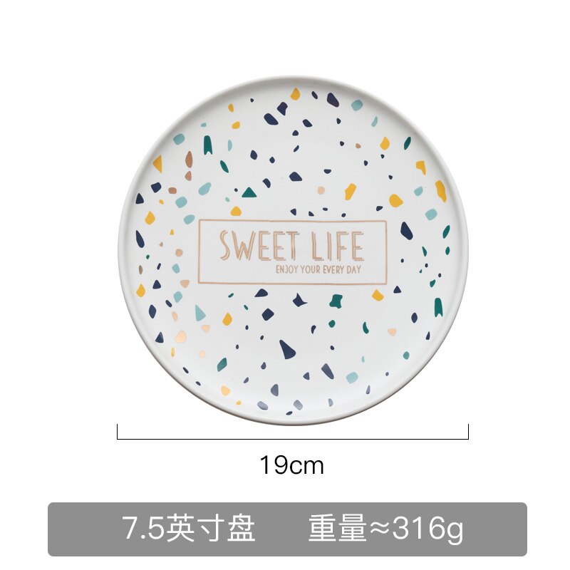 Luxury Serving Plates Set Kids Kitchen Modern Dinnerware Plate Sets Hospitality White Talerze Obiadowe Plates Dinner Serving: 7.5Inch plate