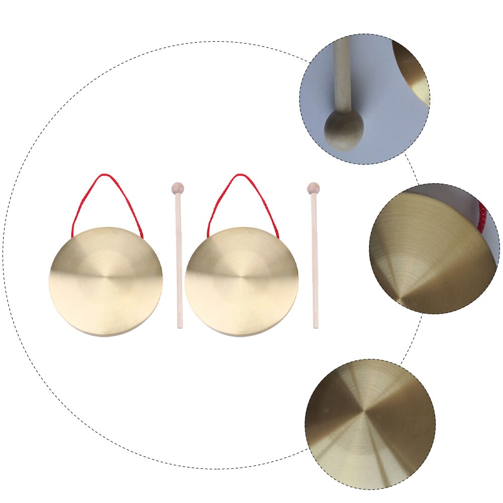 2 Sets Traditional Percussion Instrument Chinese Gong Opera Gong Hand Gong