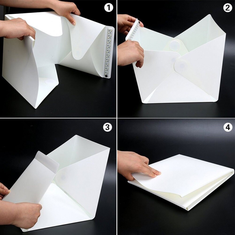 Caja de luz plegable portátil para estudio de fotografía, caja suave de luz LED para foto, Fondo de cámara de fotos para iphone DSLR