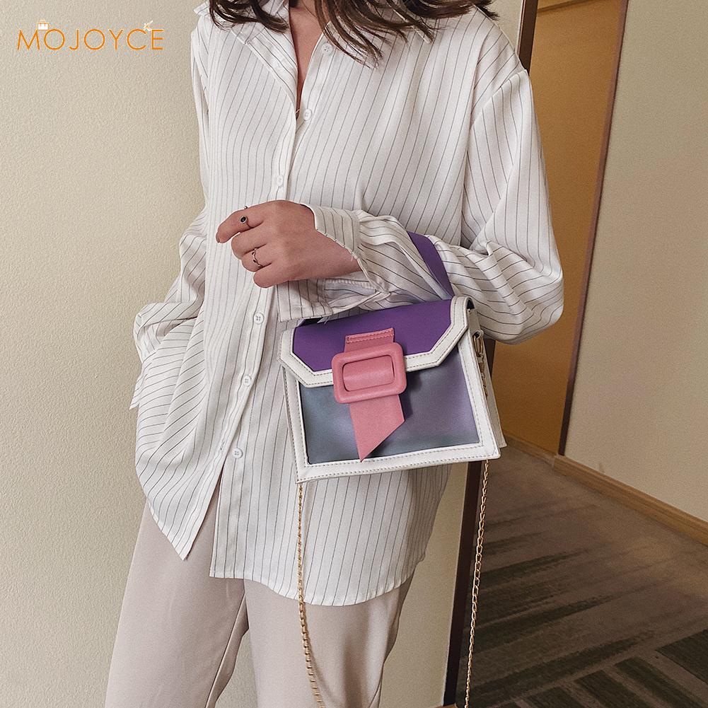 Damen Elegante Schlag Farbe Schulter Handtasche Frauen PU Leder Kette Kleine Geldbörse Bote Tasche Solide Klappe Umhängetaschen