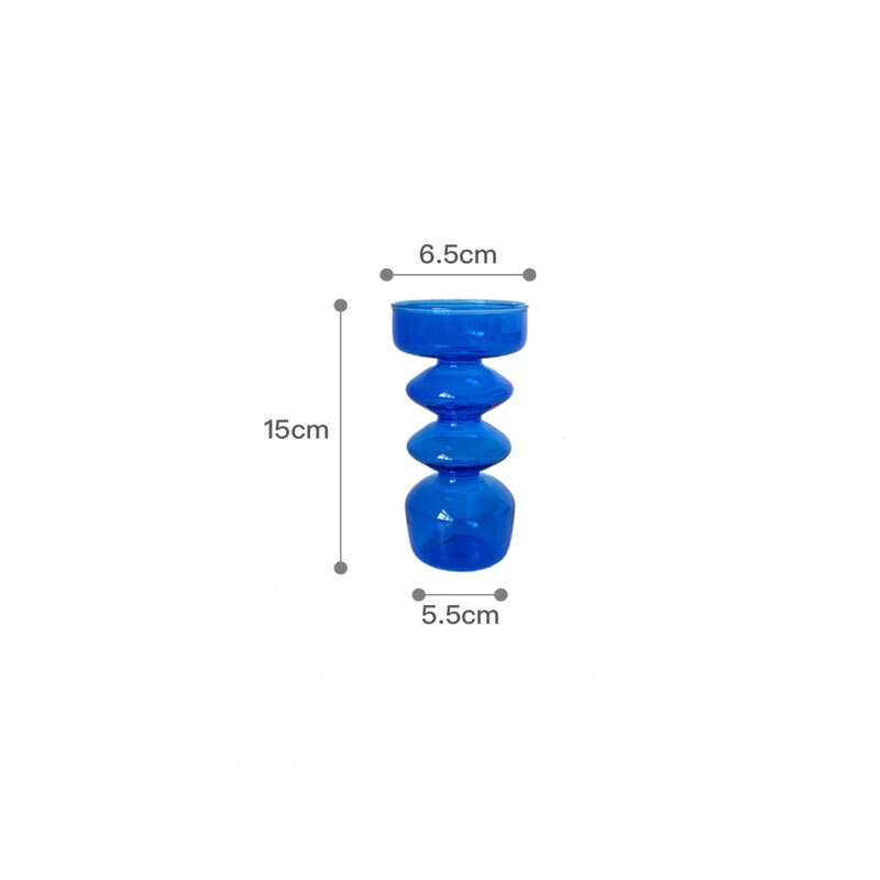 Suporte de vela nordic decoração para casa vaso de mesa acessórios de decoração de casamento castiçal de vidro vaso azul recipiente de vidro: E