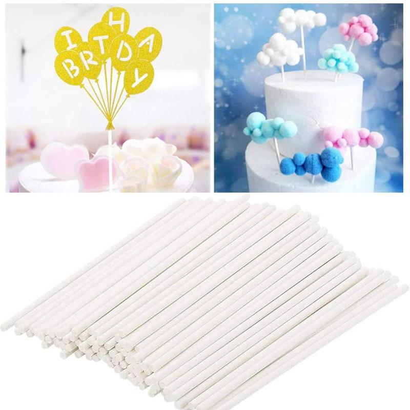 Plastic Stick Lollipop Cake Paper Stick Cake Pops White Fondant Mold Sticks Sugar Sucker Baking Tool DIY Craft P3T5