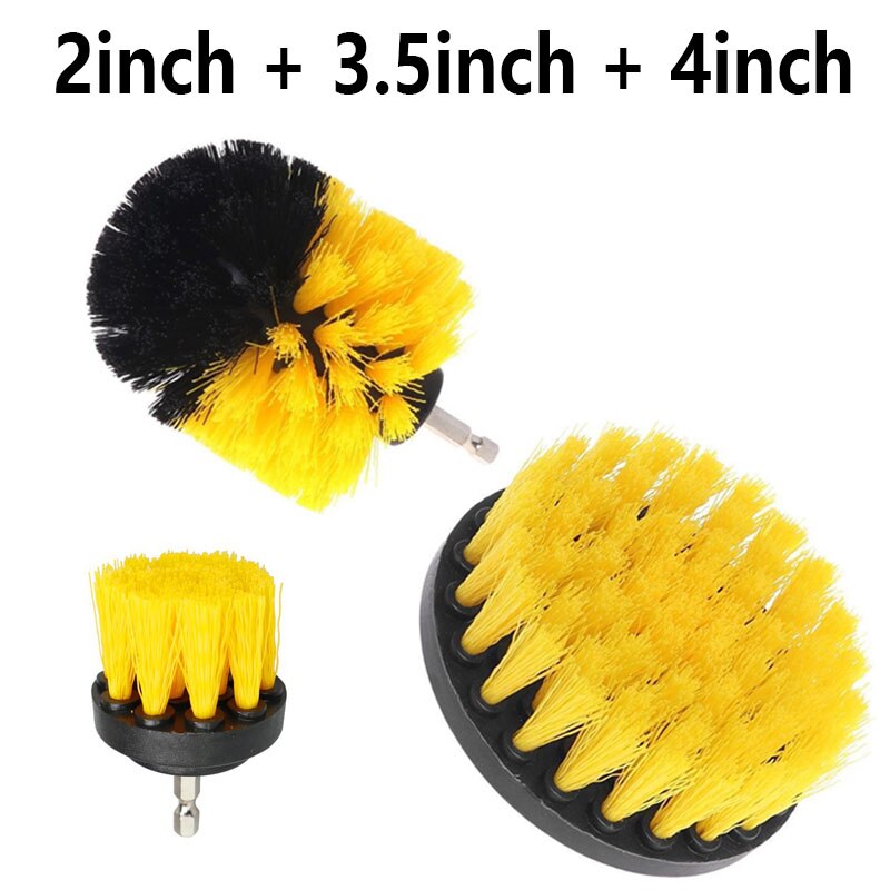 Drill Brush Attachment Set Power Scrubber Wash Cleaning Brushes Tool Kit with Extension for Clean Car Wheel Tire Glass windows: 3Pcs Set