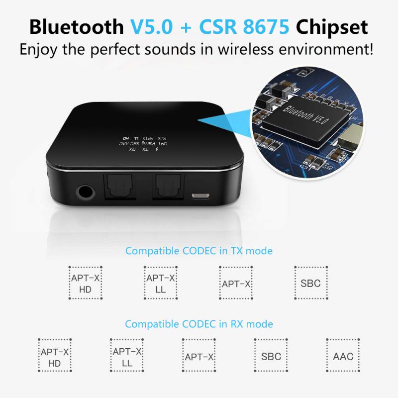 Drahtlose Bluetooth 5,0 Adapter Absender Empfänger Mit 3,5mm RCA + Optische in/aus + USB Hafen Für PC Laptop TV Lautsprecher Auto