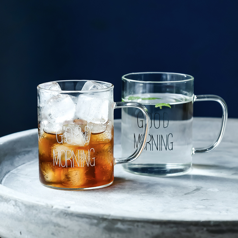 450ml Glass Coffee Milk Mug Good Morning Breakfast Cup Cocktail Mugs For