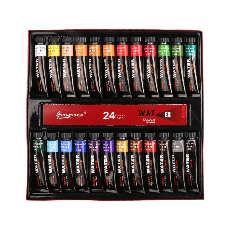12/24 Kleur 12Ml Aluminium Buis Aquarel Verf Set Voor Kinderen Diy Student Beginners Praktijk Tekening Art Supplies