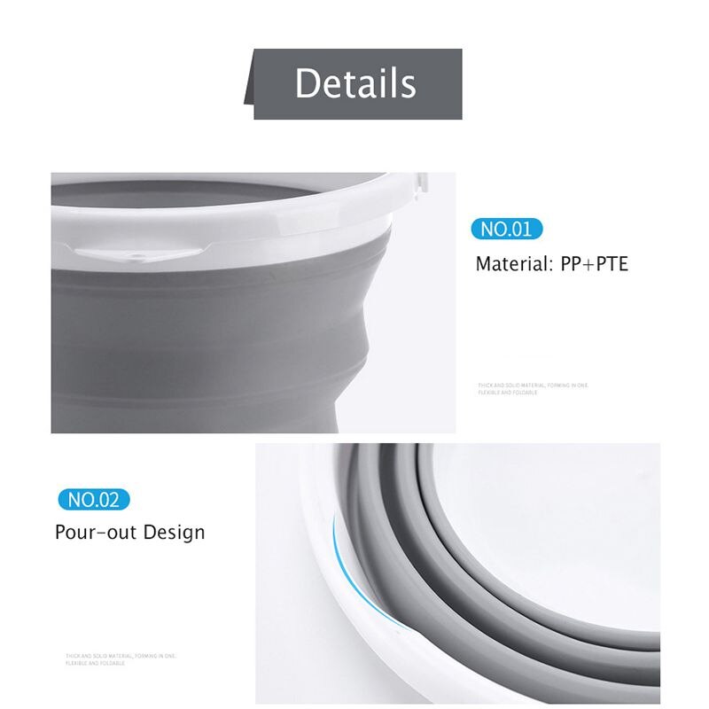 10L/5L/3L Portable Foldable Bucket Collapsible Silicone Bucket Lid Car Washing Pail Outdoor Car Water Storage Tank