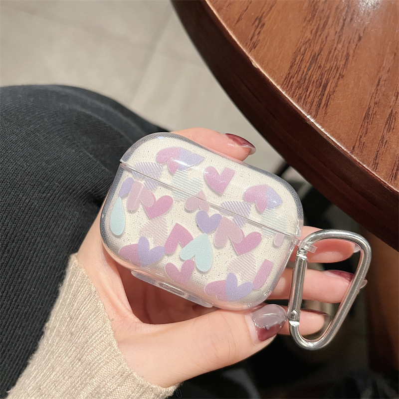 Ins dessin animé Bling paillettes souple TPU étui pour écouteurs pour Airpods Pro 2nd mignon coeur étui pour AirPods 1 2 3 4 2024 couverture boîte de chargement: 3XS / MULTICOLOR