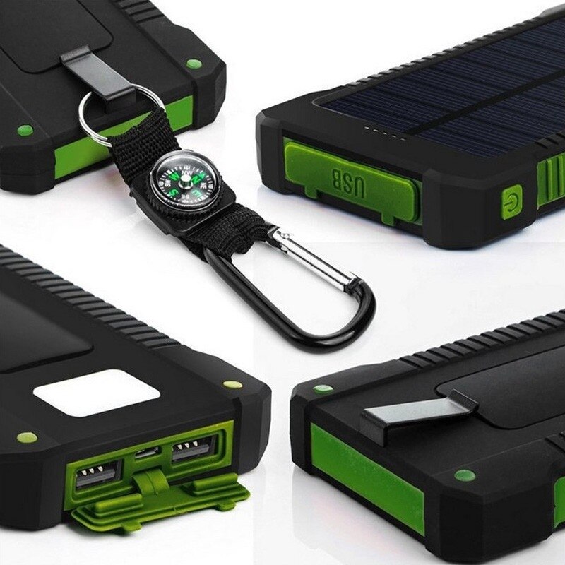 Waterdichte Solar Power Bank Real 20000 Mah Dual Usb Externe Polymer Batterij Oplader Outdoor Licht Lamp Powerbank Ferisi