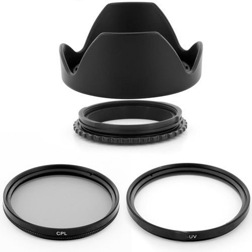 Lens Filter 52mm UV + CPL + Omkeerbare Zonnekap Filter Set Circulaire Polarisator Beschermende Voor Canon/Nikon d5300 D5200 D3300 D3200