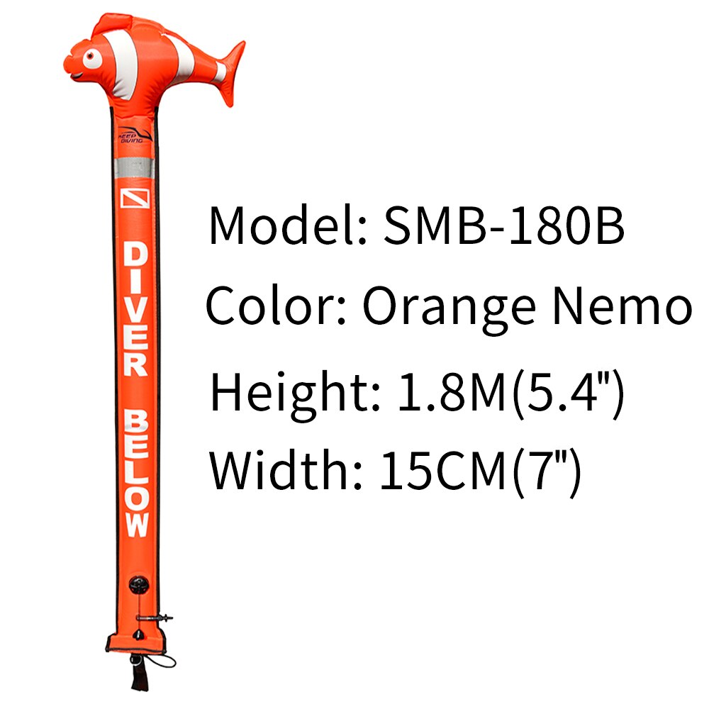 1.2 M/1.5 M/1.8 M Professionele Duiken Opblaasbare Veiligheid Worst Signaal Buis Oppervlak Boei (Smb) diver Hieronder: Nimo Type 1.8M