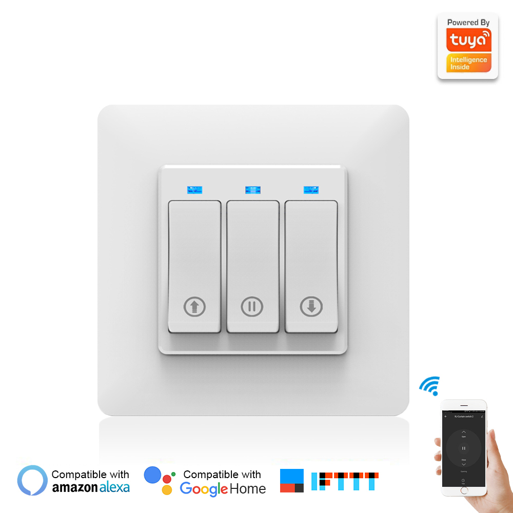 Curtain Smart Switch Phone APP Remote Controlling Mechanical Button Smart Curtain Controller With Indicator Light EU PLUG