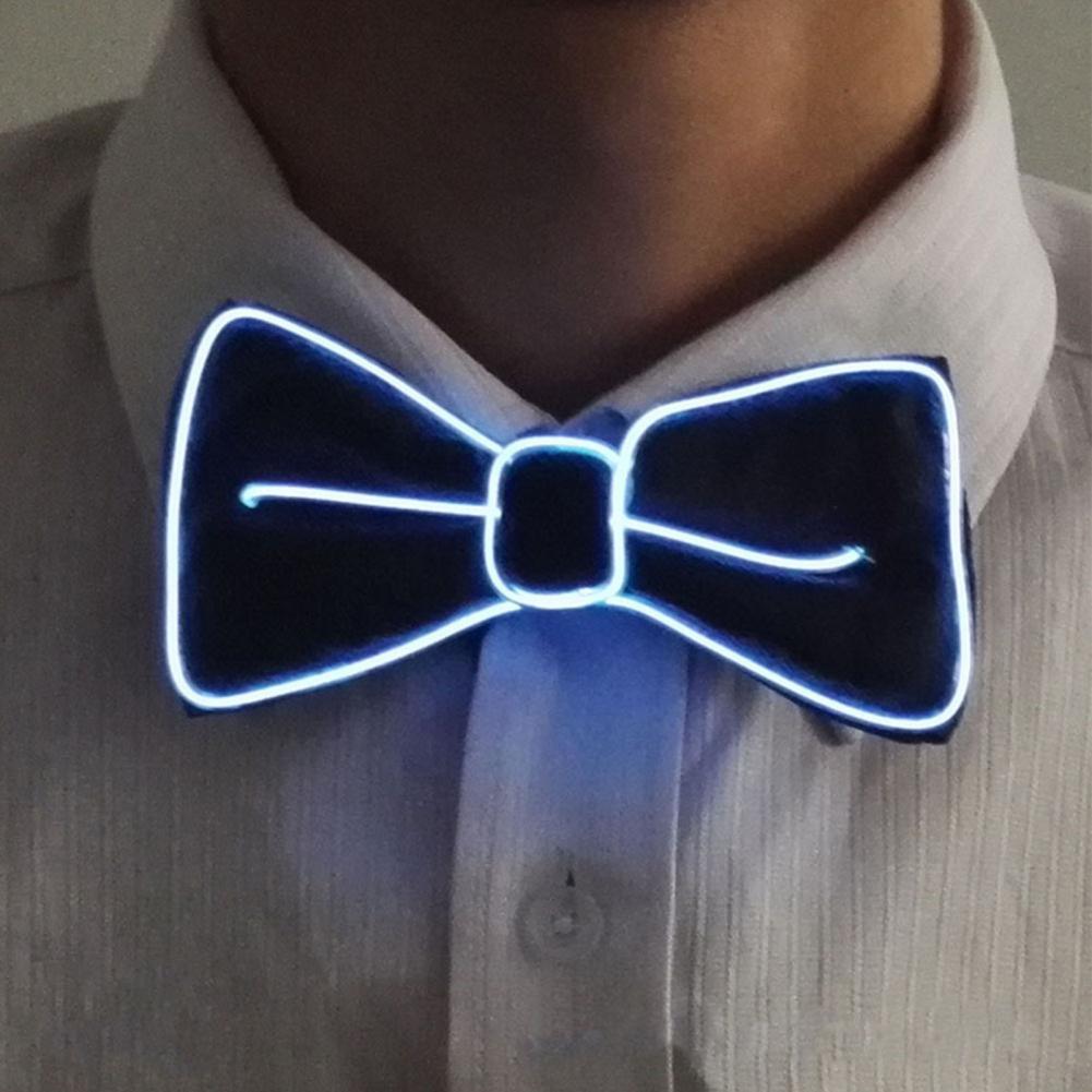 LED-Fliege, leuchtende blinkende Krawatte, Geburtstagsfeier, Hochzeit, Weihnachten, Dekoration, Halloween, Cosplay, verschiedene Lichtmodi, Fliege: WHITE